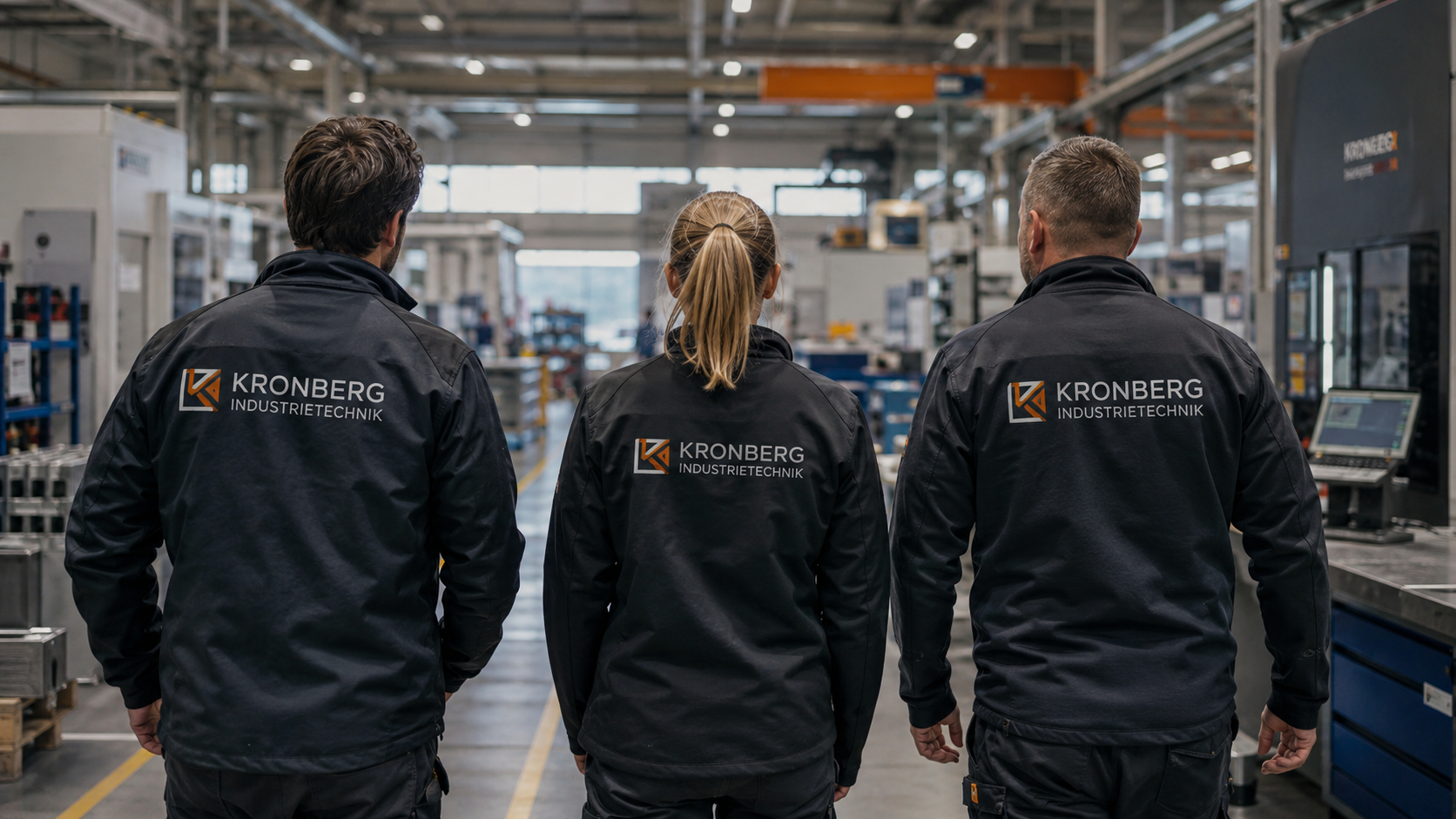 Firmenbekleidung bestickt mit Rückenlogo für ein Industrie-Team
